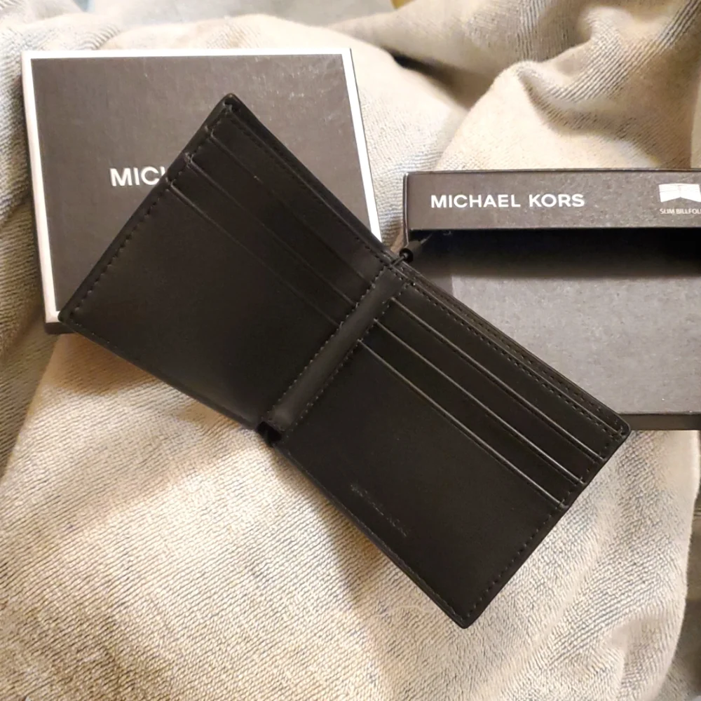 Michael Kors Men Slim Bi Fold Brown Wallet New
